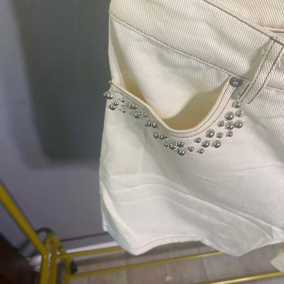 Le Lis White Studded Denim Shorts - Picture 2 of 8